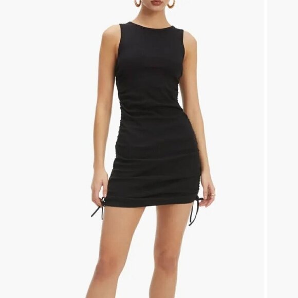 NWT Good American Black Ruched Tank Mini Dress - Size: 4 (Extra Large) - Picture 1 of 10